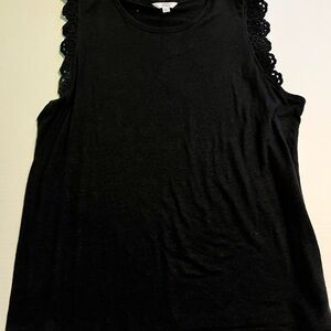 Black Sleeveless Top with Lace Detail